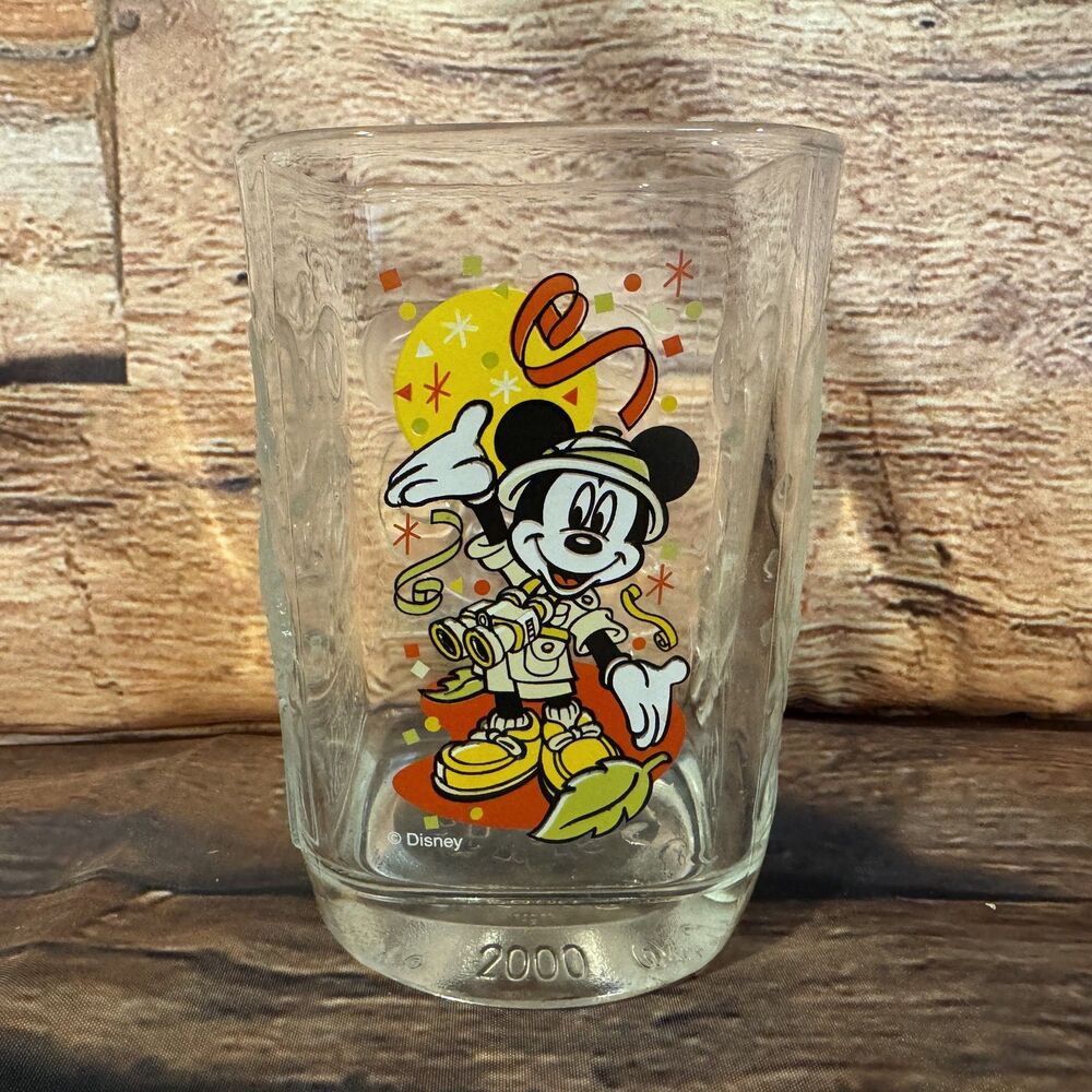Vintage 2000 Disney World Mickey Mouse Animal Kingdom McDonald's Glass Tumbler